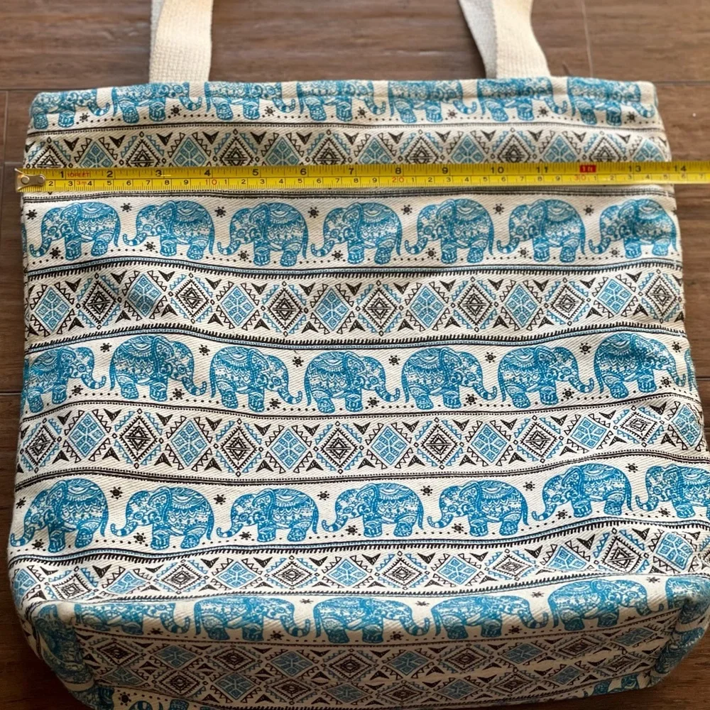 Made In Thailand 100% Cotton Elephant Print Tote Bag